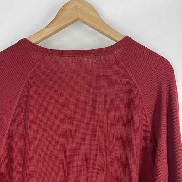 Mack Weldon Henley Shirt Size Medium Men Red Thermal Waffle Knit Pullover Raglan - Picture 5 of 6